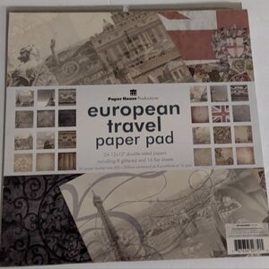 "Euoropean Travel" Paper Pad New/Unused - 24 12x12" Double Sided Papers